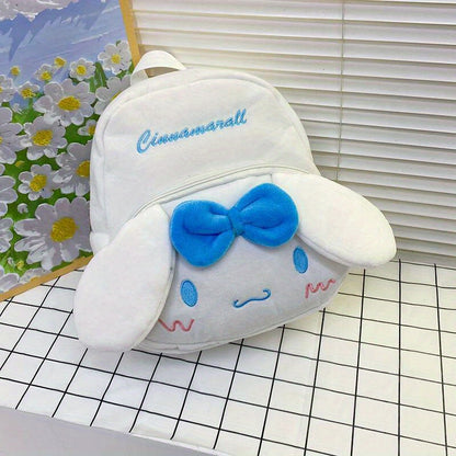 Kuromi Cinnamoroll & My Melody Plush Backpack Adorable, Large-Capacity, Kawaii Design - Soft Cartoon Characters