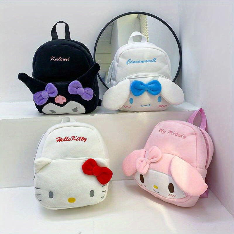 Kuromi Cinnamoroll & My Melody Plush Backpack Adorable, Large-Capacity, Kawaii Design - Soft Cartoon Characters