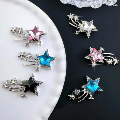 10Pcs Shiny Star Nail Art Charms 3D Alloy Light Luxury Five-pointed Star Nail Art Rhinestones Kawaii DIY Manicure Accessories