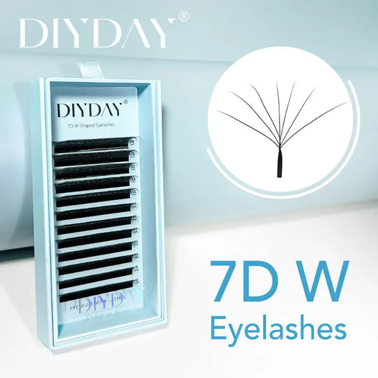 DIYDAY 7D 8D W Clover Eyelash Extension Natural Soft Individual False Lash Extension Automatic Flowering W Shaped Easy Fan lashe