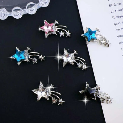 10Pcs Shiny Star Nail Art Charms 3D Alloy Light Luxury Five-pointed Star Nail Art Rhinestones Kawaii DIY Manicure Accessories