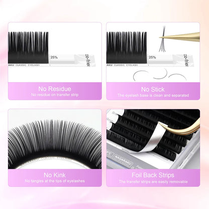 NAGARAKU 6 Cases False Eyelash Extension Supplies Synthetic Mink Individual Length 7-15 Mix 16-20 Mix 16 Lines High Quality Soft