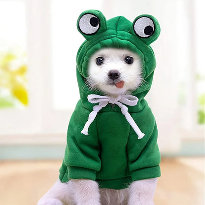 Cute Dog Hoodie Frog Shape Dog Coats Pet Halloween Cosplay Costume Dog Cat Coats with Hat Dogs Hooded Sweatshirt for Puppies Cat