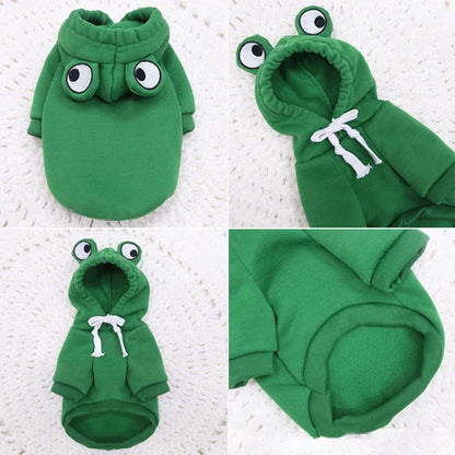 Cute Dog Hoodie Frog Shape Dog Coats Pet Halloween Cosplay Costume Dog Cat Coats with Hat Dogs Hooded Sweatshirt for Puppies Cat