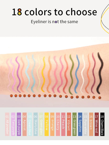 18 Color Eyeliner Waterproof Gel Eye Liner Pencil No Smudging Makeup Cosmetics For Charm Colored Eyes Cosmetics Pen Long Lasting