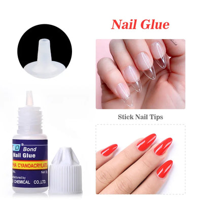 Nail Glue for Acrylic French False Nail Tips Stick 3D Decoration Glue Clear Fast Dry Glue Manicure Nail Art Tools DIY Design