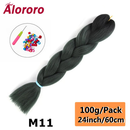 24 Inches Jumbo Braiding Hair Synthetic Hair Extensions Afro Ombre Crochet Braid Hair Wholesale For Women Alororo