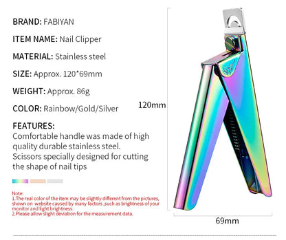 Stainless Steel UV Gel False Nail Tips Trimmer Clipper Edge Cutter Nail Art Manicure U Word Rainbow Gold Silver Tools