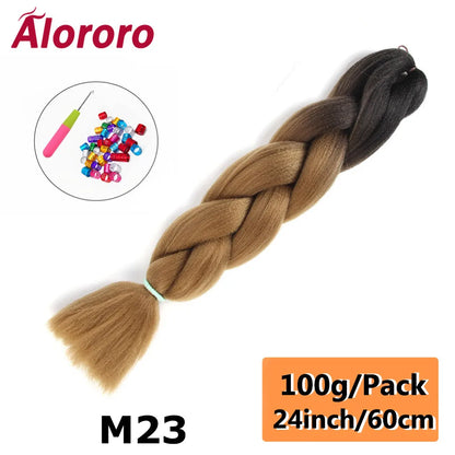 24 Inches Jumbo Braiding Hair Synthetic Hair Extensions Afro Ombre Crochet Braid Hair Wholesale For Women Alororo