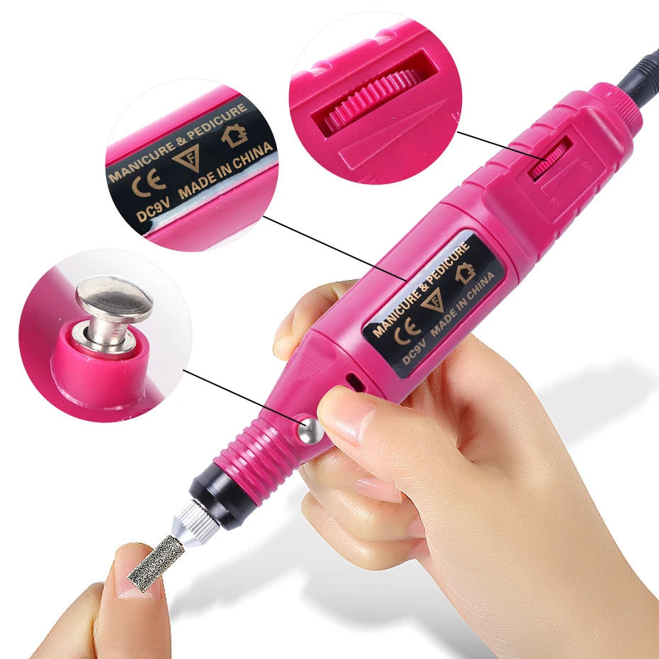 Electric Nail Drill Machine Manicure Set Sander Milling Cutters Professional Nail File Kit Gel Polish Remover Tool LAHBS-011P-1