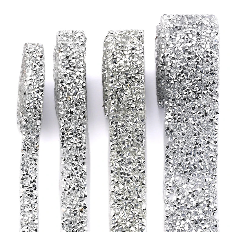 Rhinestones Tape Trim Hot Fix Strass Crystal Sewing Ribbon Appliques DIY Rhinestone For Decorations Trim Garment Accessories