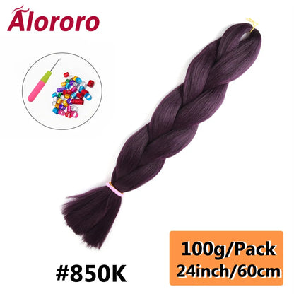 24 Inches Jumbo Braiding Hair Synthetic Hair Extensions Afro Ombre Crochet Braid Hair Wholesale For Women Alororo