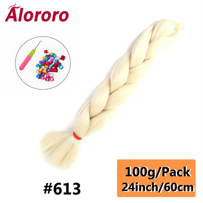 24 Inches Jumbo Braiding Hair Synthetic Hair Extensions Afro Ombre Crochet Braid Hair Wholesale For Women Alororo