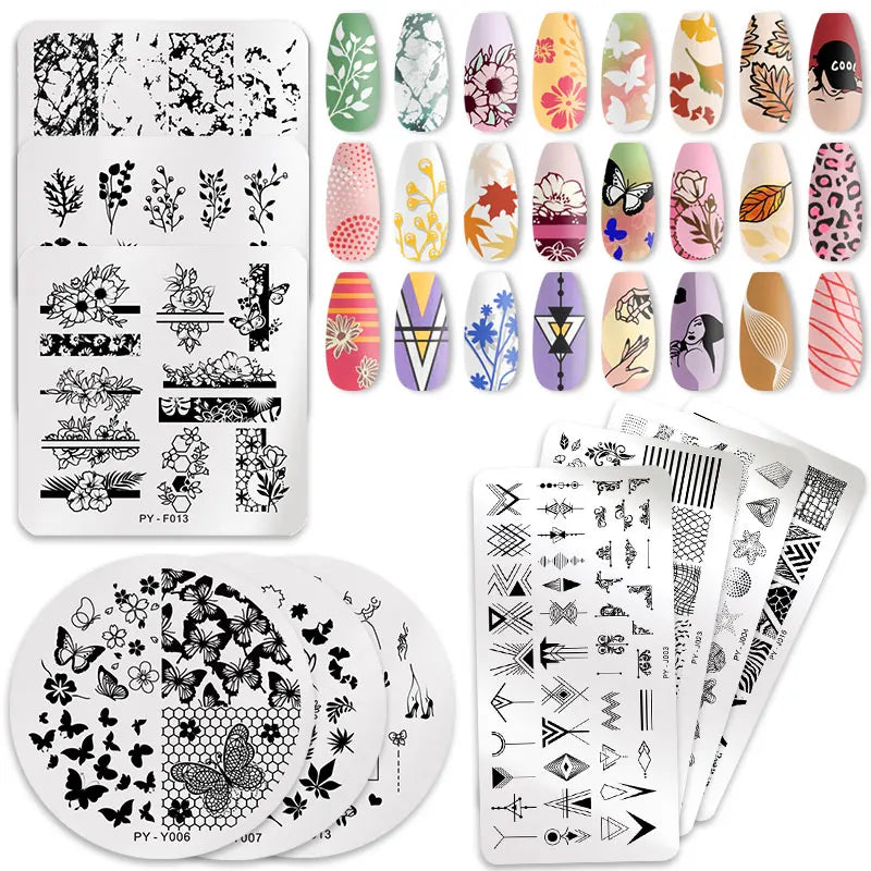 PICT YOU Nail Stamping Plates Lace Flower Leaf Butterfly Stamp Templates DIY Nail Designs DIY Nail Art Plate Printing Tools