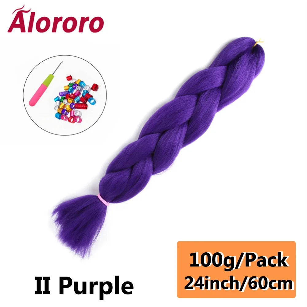 24 Inches Jumbo Braiding Hair Synthetic Hair Extensions Afro Ombre Crochet Braid Hair Wholesale For Women Alororo