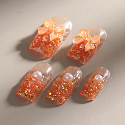 500pcClear Glaze Fake Nail Tips Square Stiletto Coffin Press on Nail Full Cover False Art Nail Capsules for Extension Set LA1989