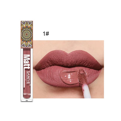 Waterproof Matte Nude Lipstick Brown Nude Pigment Dark Red Long Lasting Velvet Lip Gloss Balm Women Makeup Lipgloss Maquiagem