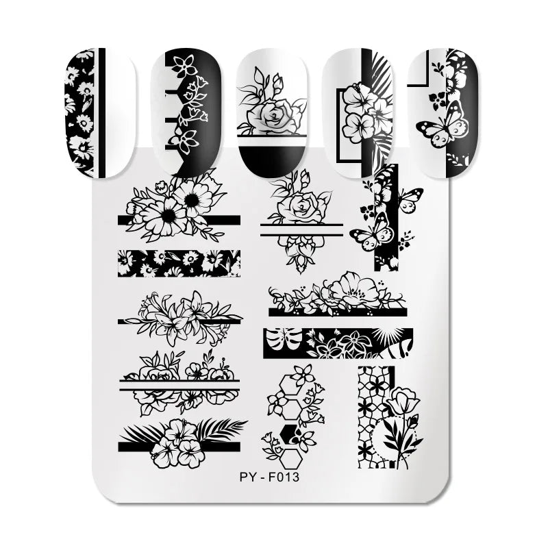 PICT YOU Nail Stamping Plates Lace Flower Leaf Butterfly Stamp Templates DIY Nail Designs DIY Nail Art Plate Printing Tools