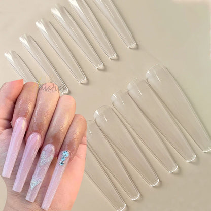 3XL Coffin Extra Long Full Cover False Nail Tips Artificial Acrylic False Nail Tips Clear Press On Manicure Tool