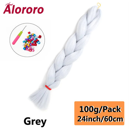 24 Inches Jumbo Braiding Hair Synthetic Hair Extensions Afro Ombre Crochet Braid Hair Wholesale For Women Alororo