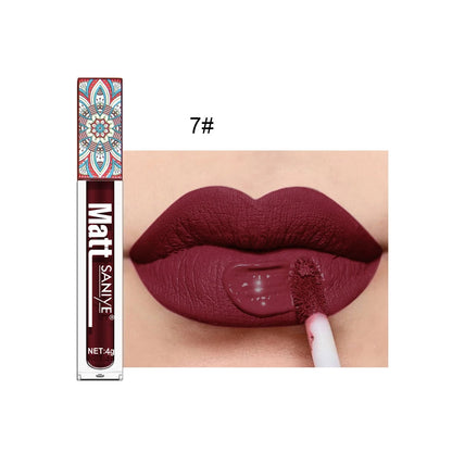 Waterproof Matte Nude Lipstick Brown Nude Pigment Dark Red Long Lasting Velvet Lip Gloss Balm Women Makeup Lipgloss Maquiagem