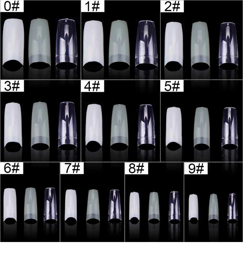 Nail Capsules 500pcs/Box Artificial Nail Tips Full Cover Nails Tips Acrylic Transparent Nail Capsules French Manicure False Nail