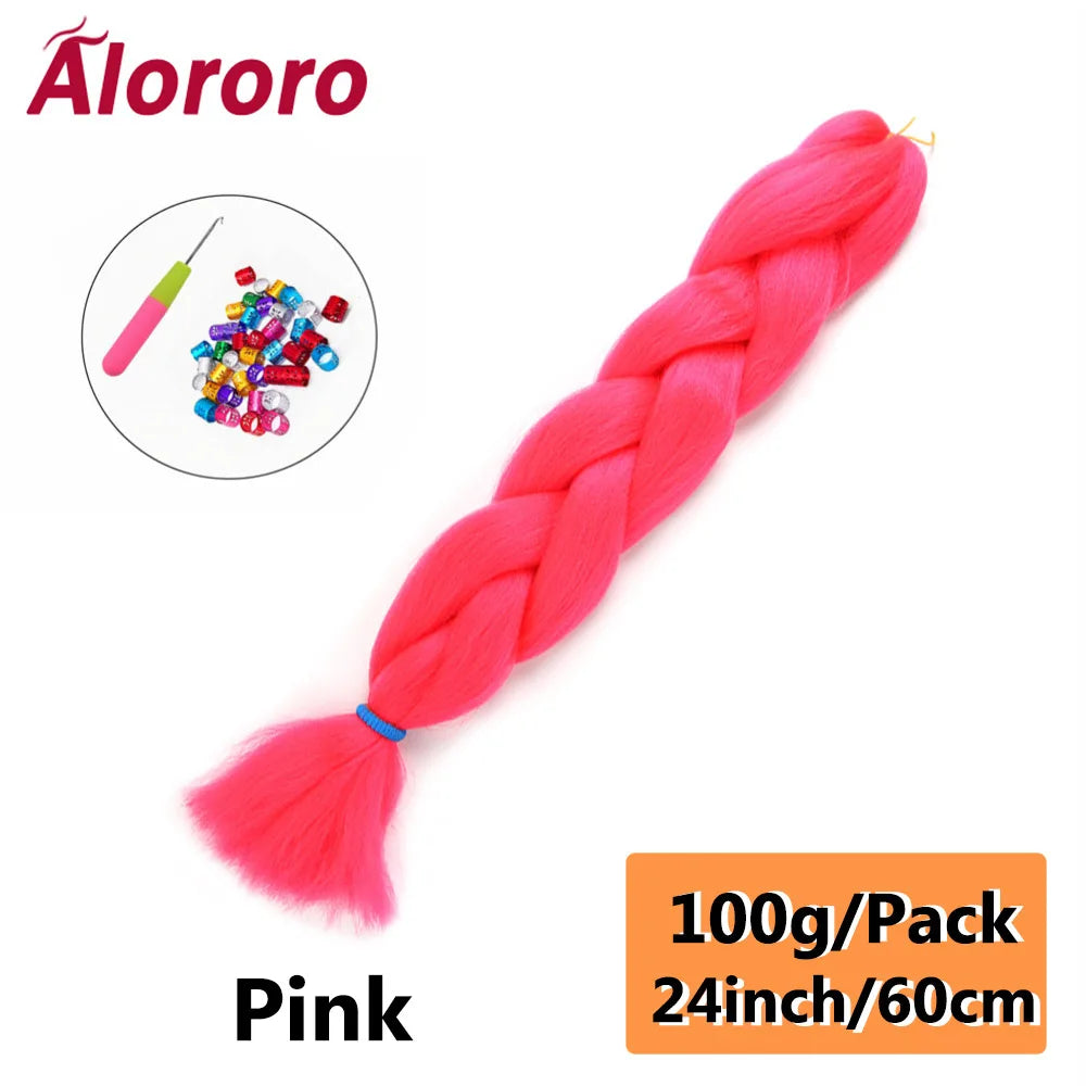 24 Inches Jumbo Braiding Hair Synthetic Hair Extensions Afro Ombre Crochet Braid Hair Wholesale For Women Alororo