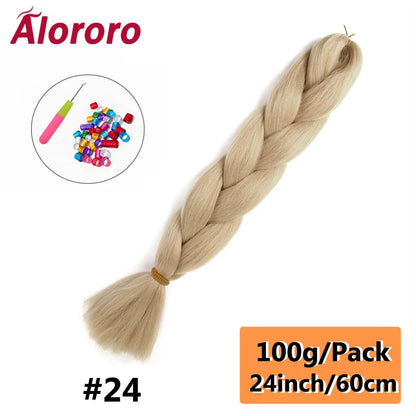 24 Inches Jumbo Braiding Hair Synthetic Hair Extensions Afro Ombre Crochet Braid Hair Wholesale For Women Alororo