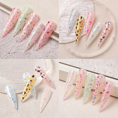 Irregular Glass Paper Nails Glitter Nail Flakes Slices Sparkly Sequins Paillette Tips 3D Nail Art Decoration DIY Manicure