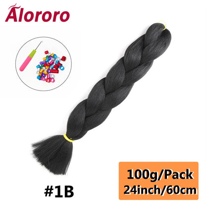 24 Inches Jumbo Braiding Hair Synthetic Hair Extensions Afro Ombre Crochet Braid Hair Wholesale For Women Alororo