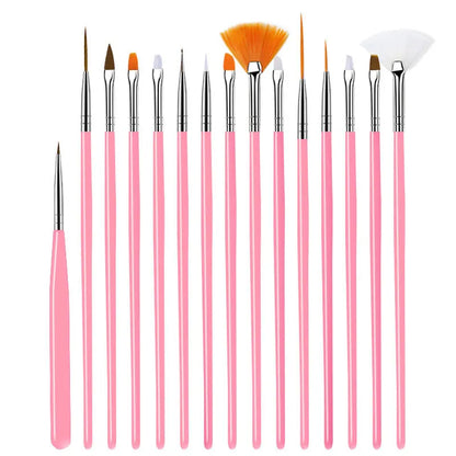 Nail Brush For Manicure Gel Brush For Nail Art 15Pcs/Set Nail Brush Acrylic Liquid Powder Carving Gel Brush