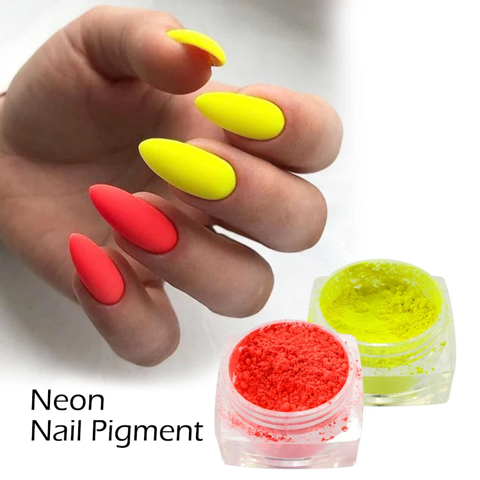 Fluorescent Neon Nail Pigment Powder Reactive Phosphor Glitter Dust Winter Premium Paillette DIY Charm Nail Decoration NTYE01-13