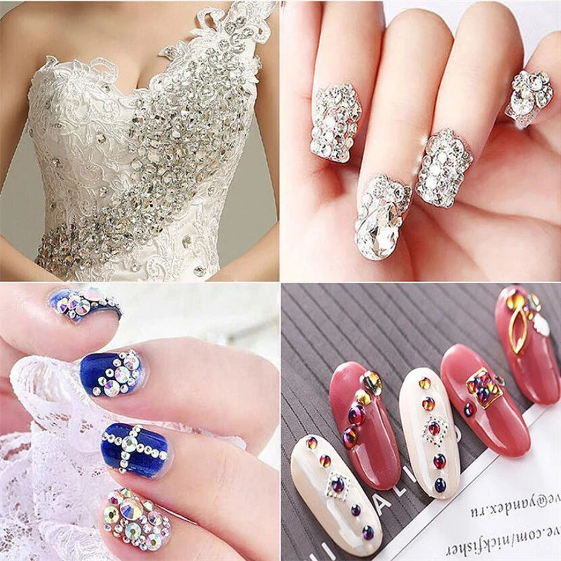 Top Glitter Crystal AB Gold Base Non Hot Fix Rhinestones SS3-SS40 FlatBack Strass Sewing & Fabric Garment Nail Art Decorations