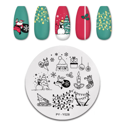 PICT YOU Christmas Nail Stamping Plates Snowflake Festival Pattern Nail Art Image Plates Stainless Steel Nail Art Plate Stencil