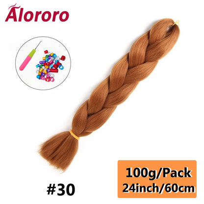 24 Inches Jumbo Braiding Hair Synthetic Hair Extensions Afro Ombre Crochet Braid Hair Wholesale For Women Alororo