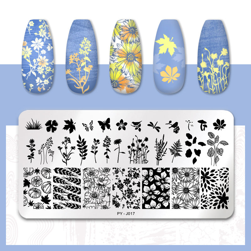 PICT YOU Flower Nail Stamping Plates Line Pictures Nail Art Plate Stamp Template Marble Leaves Image Printing Plates Nail Tools