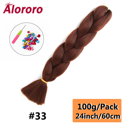 24 Inches Jumbo Braiding Hair Synthetic Hair Extensions Afro Ombre Crochet Braid Hair Wholesale For Women Alororo