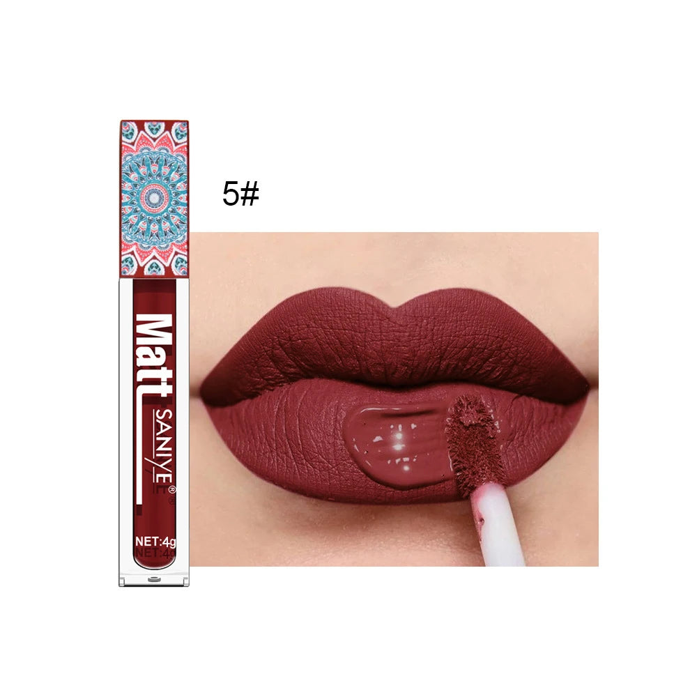 Waterproof Matte Nude Lipstick Brown Nude Pigment Dark Red Long Lasting Velvet Lip Gloss Balm Women Makeup Lipgloss Maquiagem