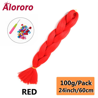 24 Inches Jumbo Braiding Hair Synthetic Hair Extensions Afro Ombre Crochet Braid Hair Wholesale For Women Alororo