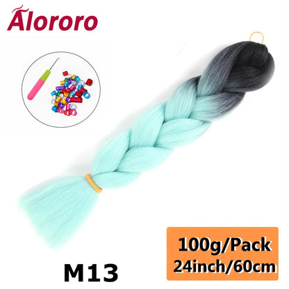 24 Inches Jumbo Braiding Hair Synthetic Hair Extensions Afro Ombre Crochet Braid Hair Wholesale For Women Alororo