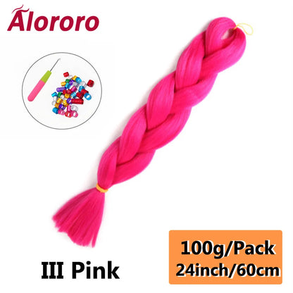 24 Inches Jumbo Braiding Hair Synthetic Hair Extensions Afro Ombre Crochet Braid Hair Wholesale For Women Alororo