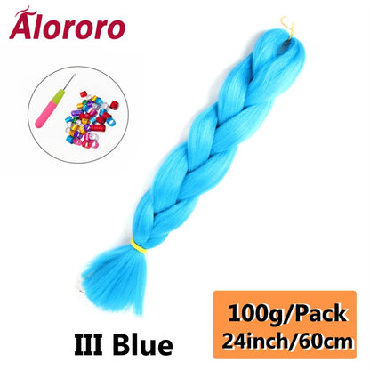 24 Inches Jumbo Braiding Hair Synthetic Hair Extensions Afro Ombre Crochet Braid Hair Wholesale For Women Alororo