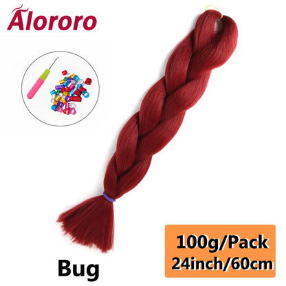 24 Inches Jumbo Braiding Hair Synthetic Hair Extensions Afro Ombre Crochet Braid Hair Wholesale For Women Alororo