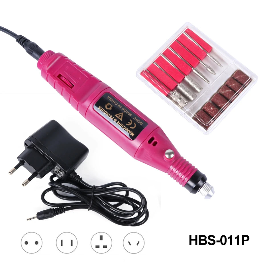 Electric Nail Drill Machine Manicure Set Sander Milling Cutters Professional Nail File Kit Gel Polish Remover Tool LAHBS-011P-1