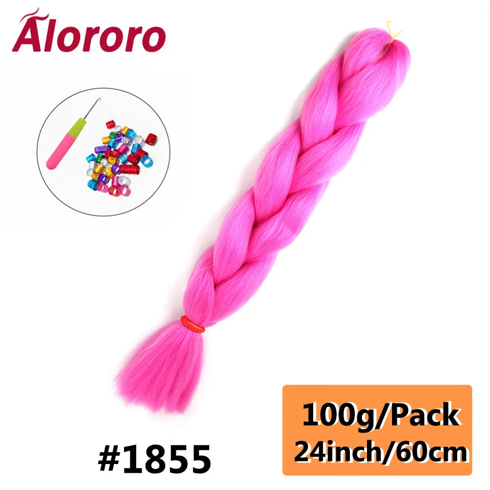 24 Inches Jumbo Braiding Hair Synthetic Hair Extensions Afro Ombre Crochet Braid Hair Wholesale For Women Alororo