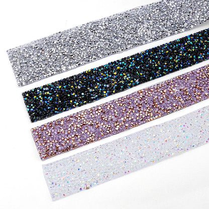 Rhinestones Tape Trim Hot Fix Strass Crystal Sewing Ribbon Appliques DIY Rhinestone For Decorations Trim Garment Accessories