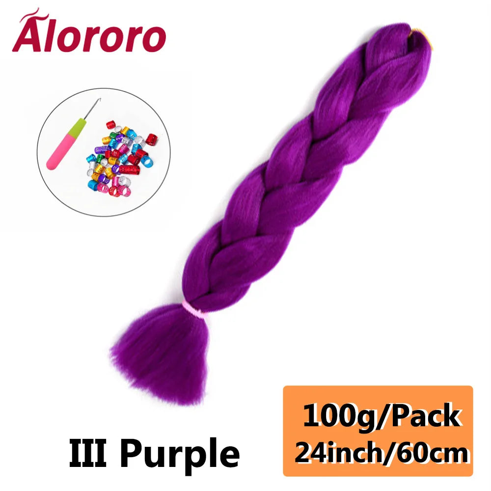 24 Inches Jumbo Braiding Hair Synthetic Hair Extensions Afro Ombre Crochet Braid Hair Wholesale For Women Alororo