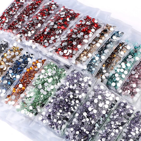 Mix Multi-size 3-5mm 2000pcs/bag Resin Rhinestones Colorful Non Hotfix Flatback Nail Rhinestoens For Clothes 3D Art Decoration