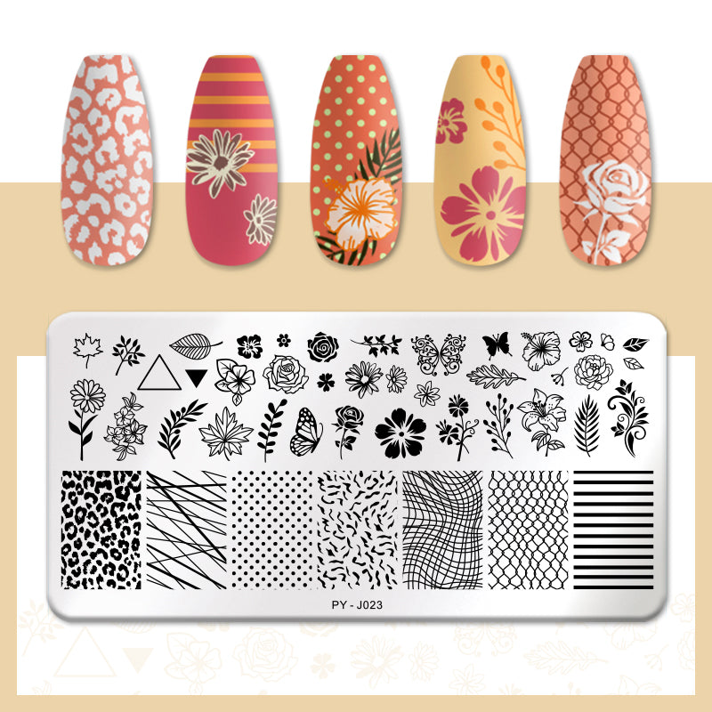 PICT YOU Flower Nail Stamping Plates Line Pictures Nail Art Plate Stamp Template Marble Leaves Image Printing Plates Nail Tools