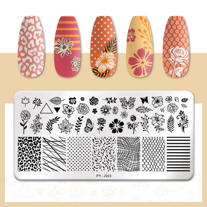 PICT YOU Flower Nail Stamping Plates Line Pictures Nail Art Plate Stamp Template Marble Leaves Image Printing Plates Nail Tools